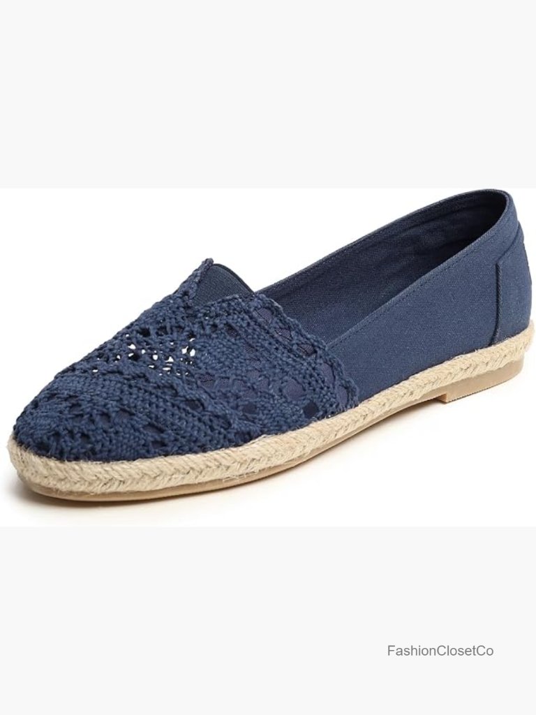 Crochet Espadrilles Slip On Flats Comfort Breathable Walking Shoes